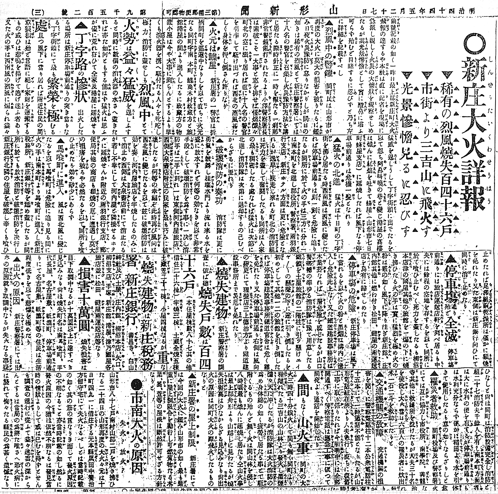 新庄大火新聞記事