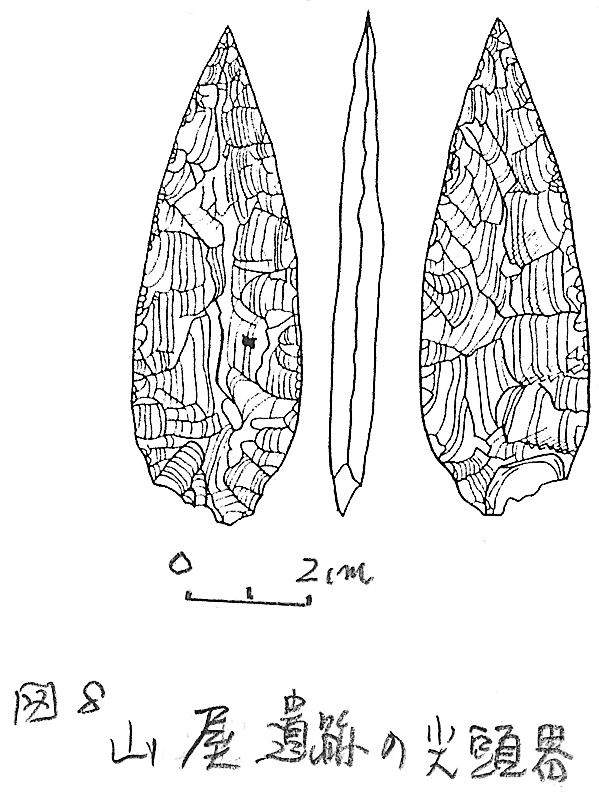 山屋遺跡出土の尖頭器(実測図)