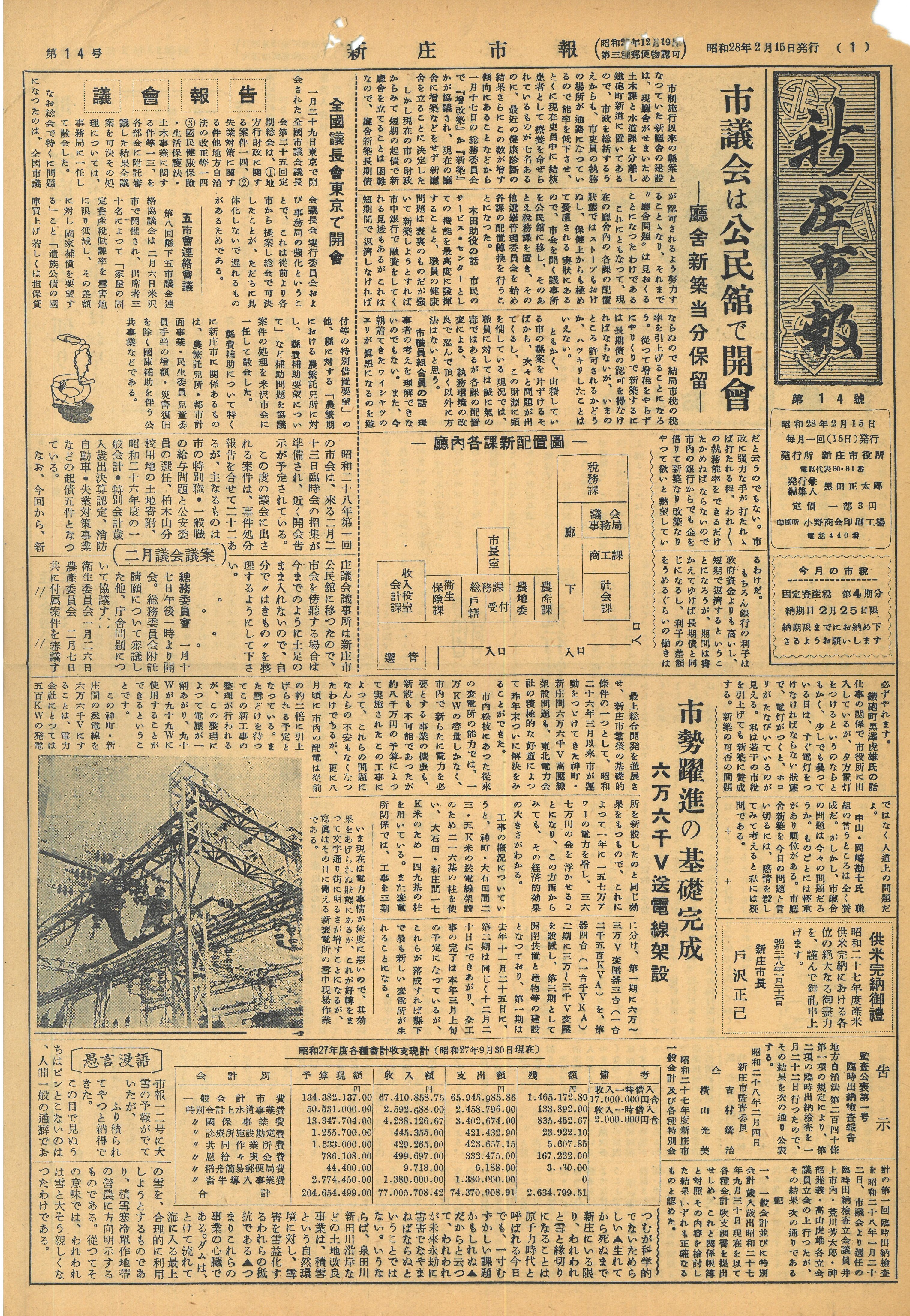 1953年 広報しんじょう2月号