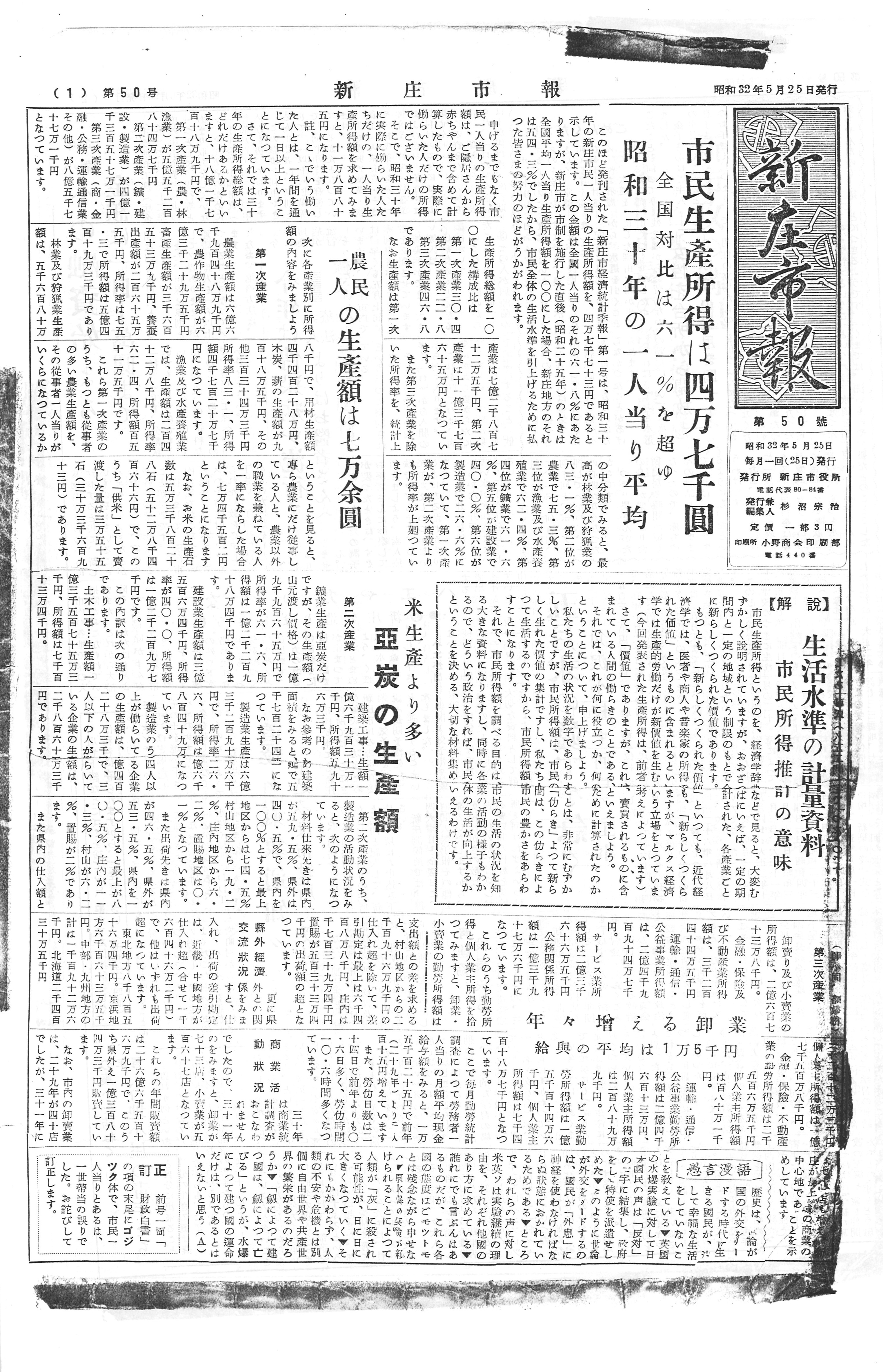 1957年 広報しんじょう5月号