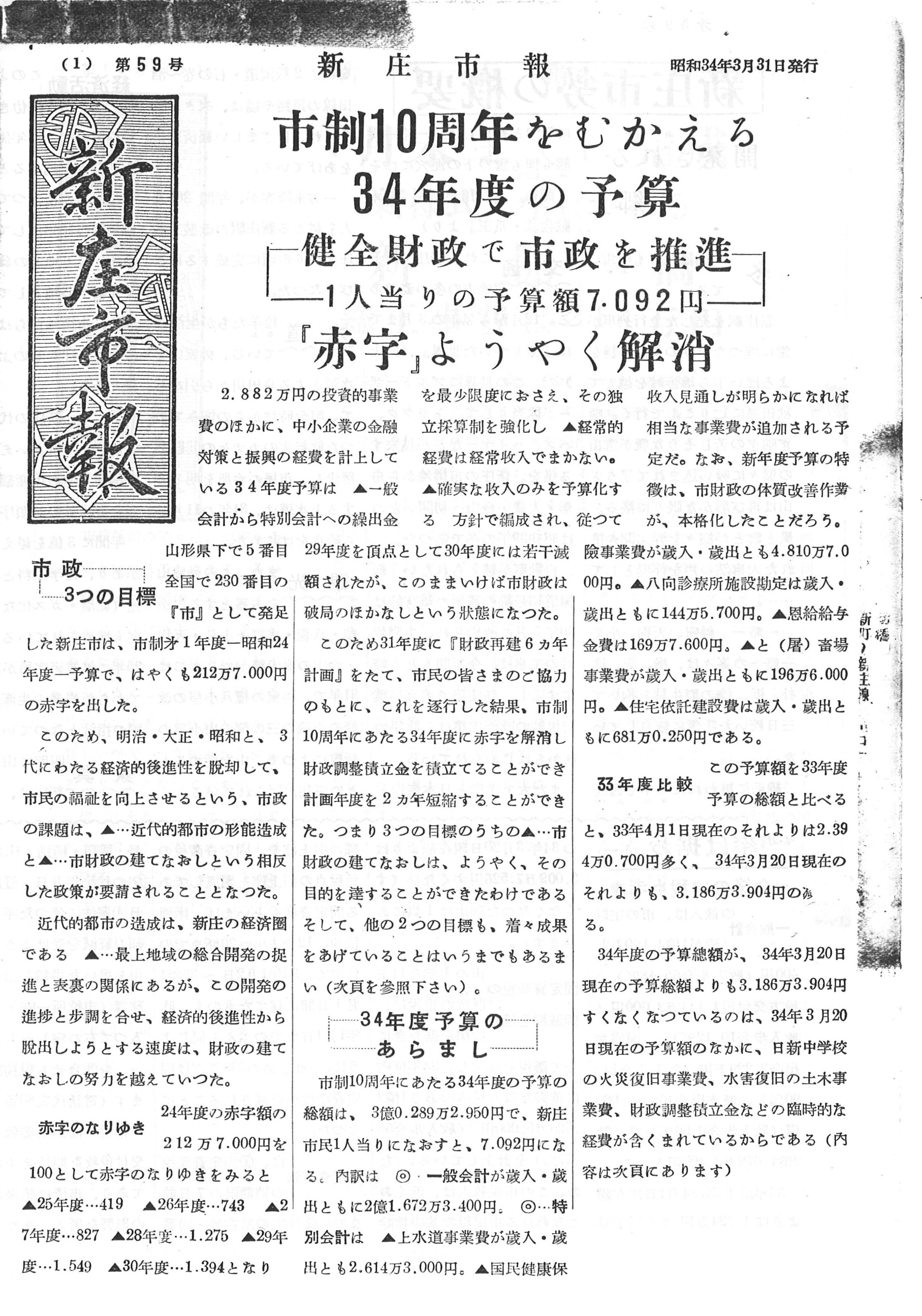 1959年 広報しんじょう3月号