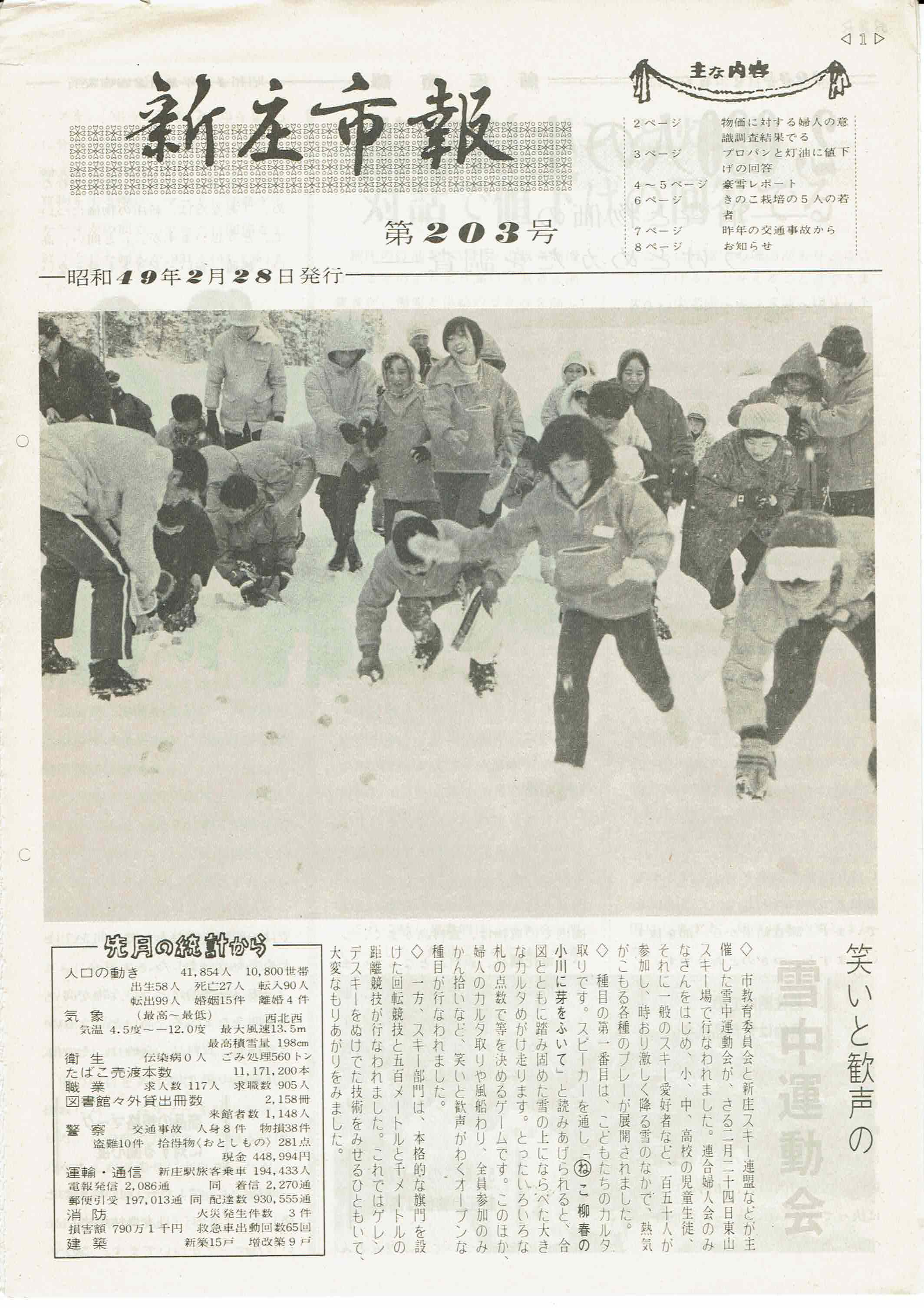 1974年 広報しんじょう2月号